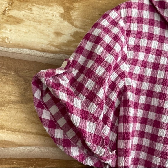 Vintage Pendleton gingham check gauzy reversed Peter Pan collar blouse size XL - Picture 10 of 13
